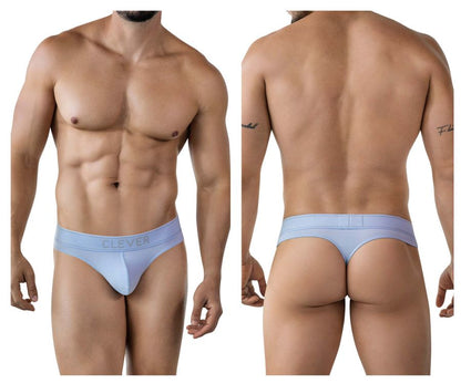 Light blue cotton briefs with clever branding on the waistband from the clever 2008 raw thongs collection