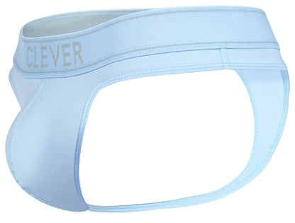 Light blue seamless fabric briefs with a subtle clever logo on the waistband from Clever 2008 Raw Thongs collection