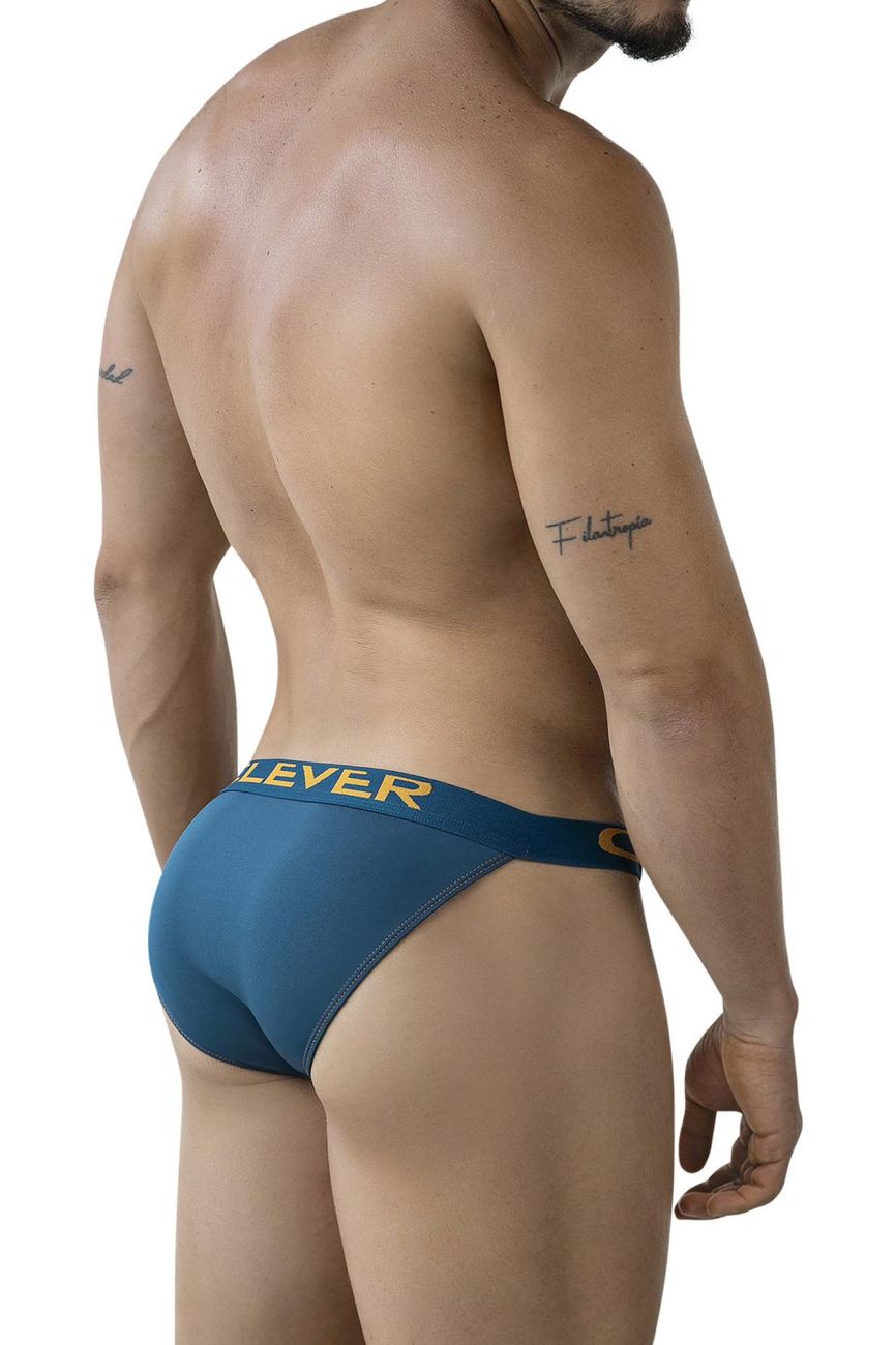 Blue clever 2009 earthskin bikini briefs in petrol green with yellow logo and brand emblem on the waistband