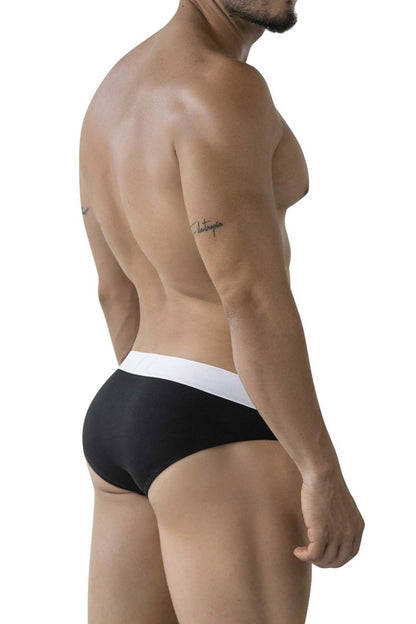 Black clever 2012 origen briefs featuring a contrasting white waistband for comfortable everyday wear