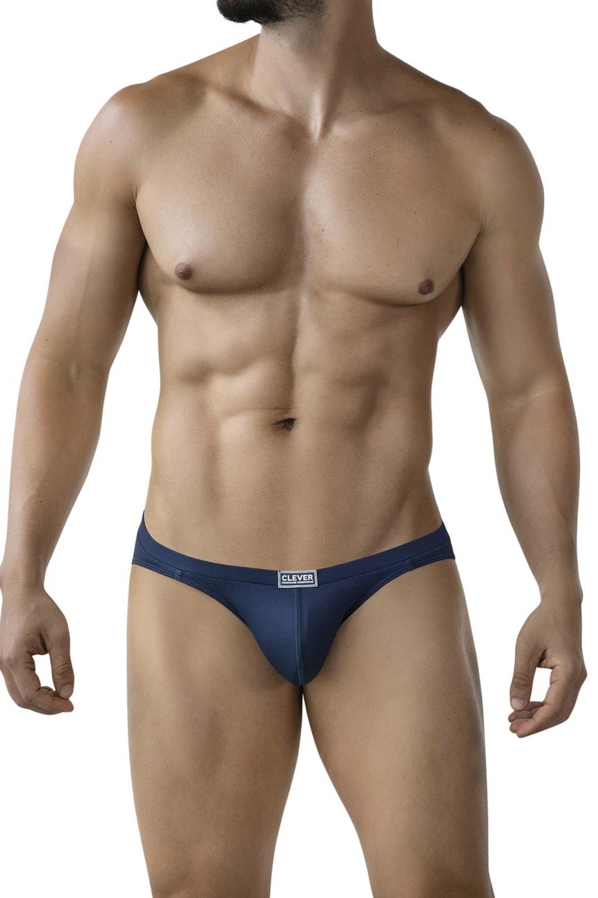 Navy blue calvin klein clever 2014 reto briefs with subtle textured fabric and sleek form fitting design