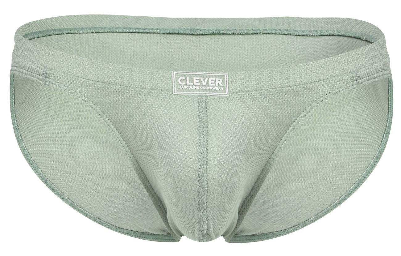 A sleek clever 2014 reto brief in light sage green with smooth textured fabric and subtle stitching details