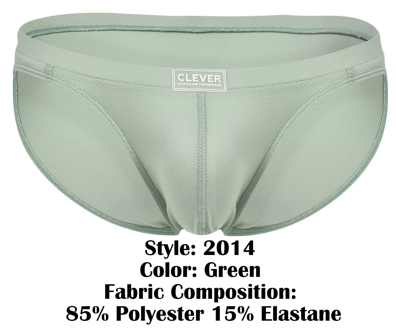 A sleek light green clever 2014 reto brief made of breathable mesh fabric blend of polyester and elastane