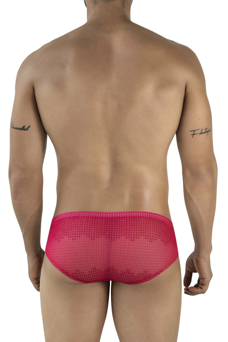 Bright pink mesh briefs with scalloped edge from clever 2016 mosaico briefs color red collection