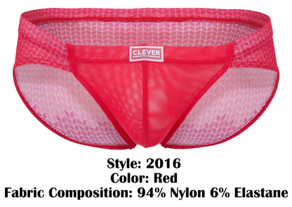 Red clever 2016 mosaico mesh briefs with a subtle geometric pattern and branded label