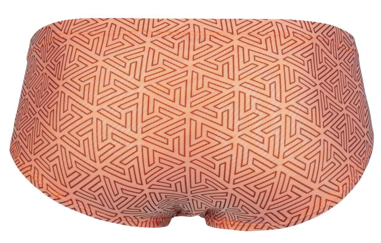 Orange swim trunks clever 2017 neon briefs with geometric interlocking triangle pattern in darker orange lines
