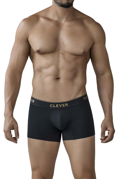 Black clever 2026 valladolid trunks boxer briefs with gold logo waistband designed for comfortable everyday wear
