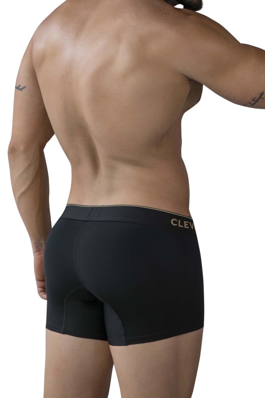Black clever 2026 valladolid trunks boxer briefs with gold clev logo on waistband in black fabric
