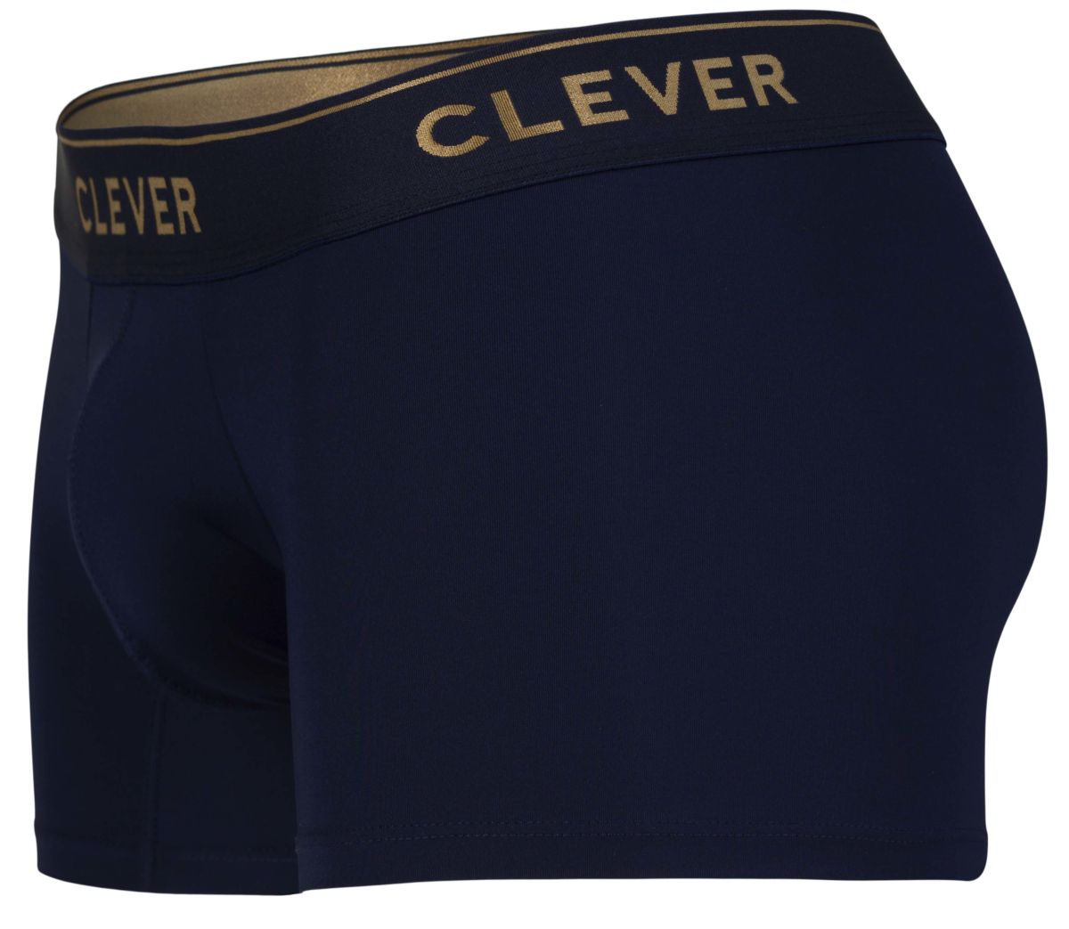 Navy blue clever 2026 valladolid trunks boxer briefs with gold-trimmed waistband and clever logo in gold lettering