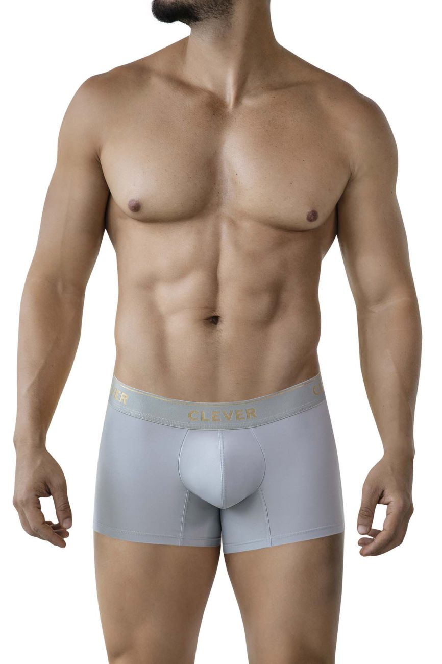 Light gray clever 2026 valladolid trunks boxer briefs with subtle gold logo on waistband for comfortable wear