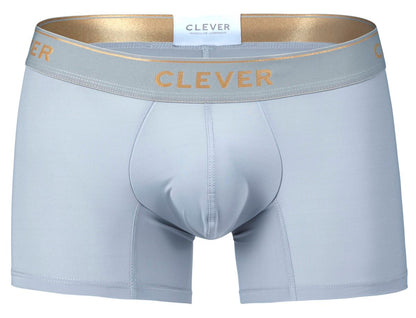 Light gray clever 2026 valladolid trunks boxer briefs with gold trim waistband and clever brand lettering in gold