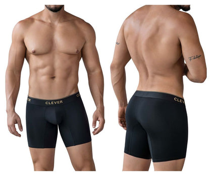 Black clever 2027 valladolid boxer briefs with gold logo on waistband in black color for men’s everyday comfort