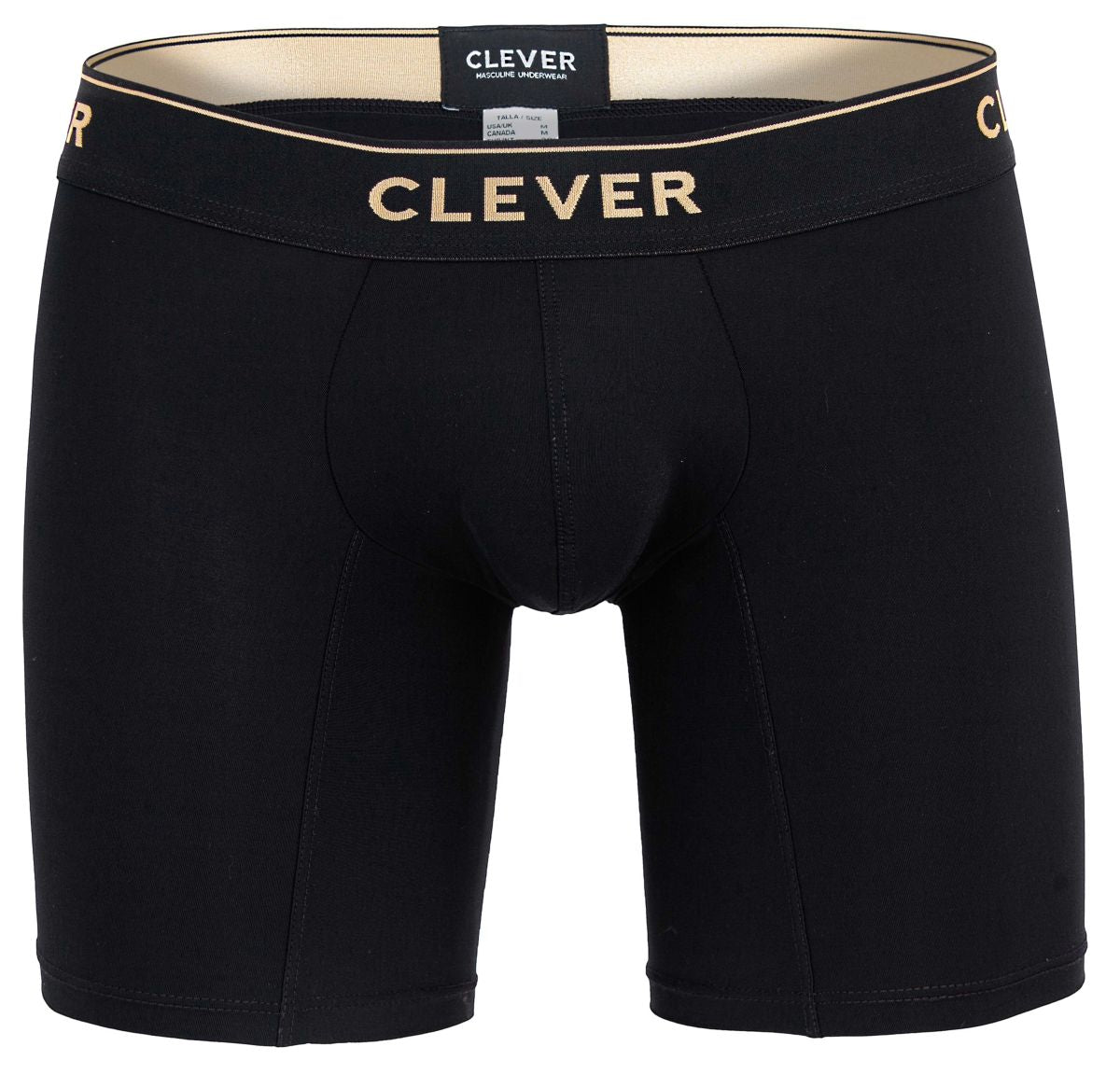 Black clever 2027 valladolid boxer briefs in black with gold branding on waistband for comfortable everyday wear