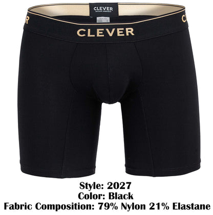 Black clever 2027 Valladolid boxer briefs with gold waistband lettering and beige inner lining for comfortable wear