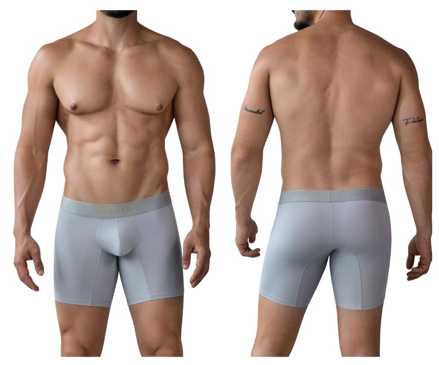 Light gray clever 2027 valladolid boxer briefs with smooth form-fitting fabric and subtle branded waistband