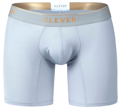 Light gray clever 2027 valladolid boxer briefs with gold-trimmed waistband and matching gold lettering