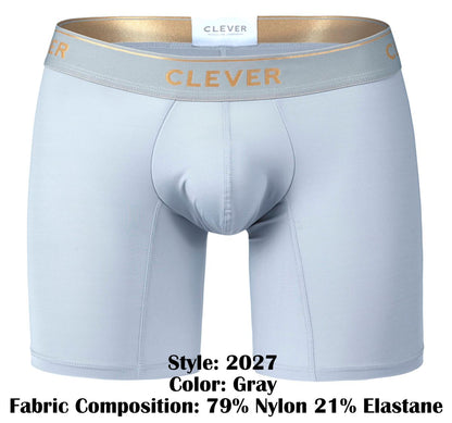 Gray clever 2027 valladolid boxer briefs with gold-trimmed waistband made of 79% nylon and 21% elastane