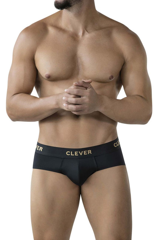 Black clever 2028 valladolid briefs with gold logo on waistband in soft breathable fabric for everyday comfort
