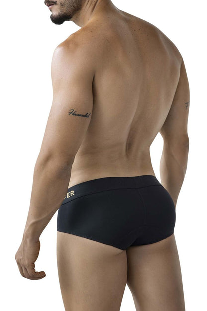 Black Clever 2028 Valladolid briefs with a subtle gold logo waistband made from comfortable fabric