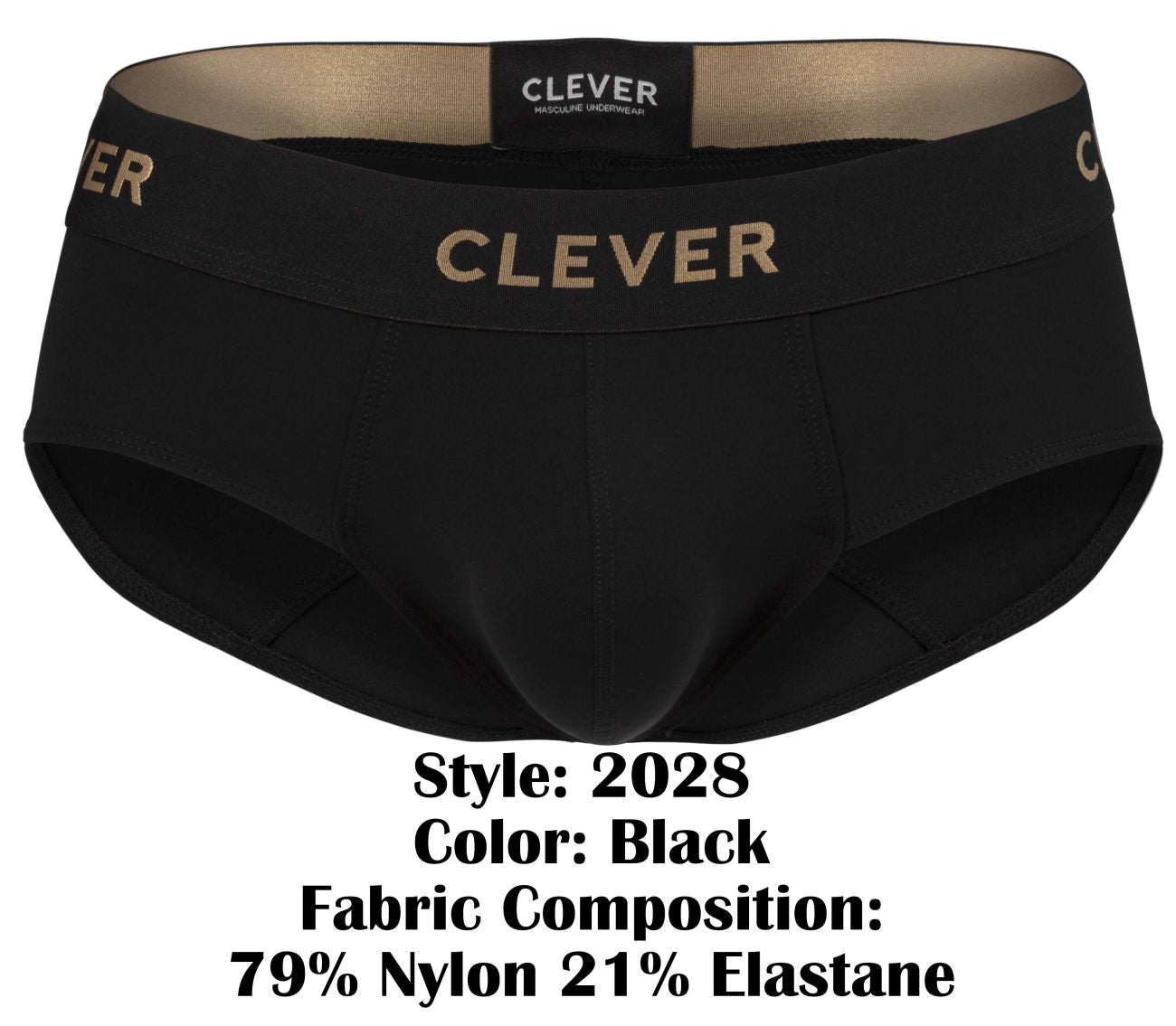 Black clever 2028 Valladolid briefs with gold lettering on waistband made for comfort and style