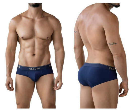 Navy blue cotton briefs with a white Clever logo waistband from the Clever 2028 Valladolid Briefs collection