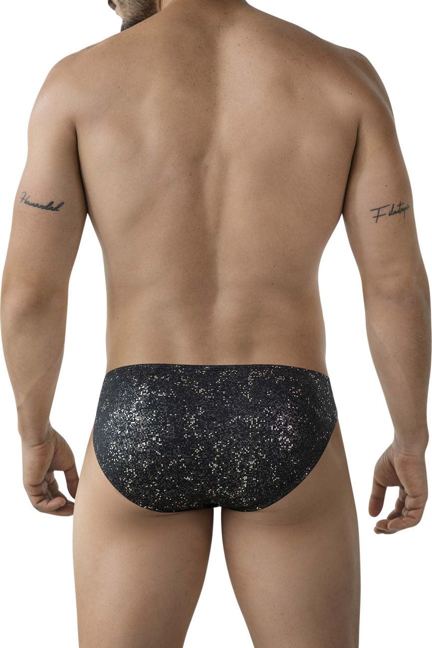 Black cleverly 2039 galaxy briefs with a sparkling sequined glittery texture for stylish swimwear or underwear use
