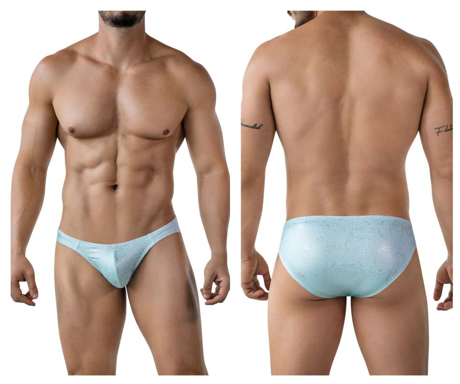 Light blue Clever 2039 Galaxy briefs with lace trim and subtle textured pattern in soft breathable fabric