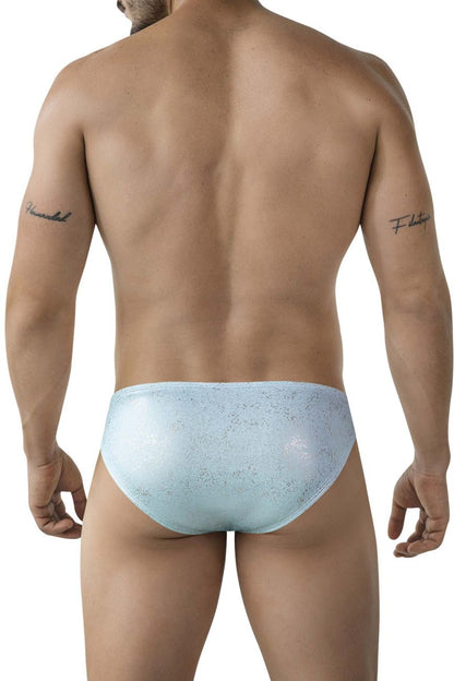 Light blue lace briefs with subtle pattern clever 2039 galaxy briefs color blue front view