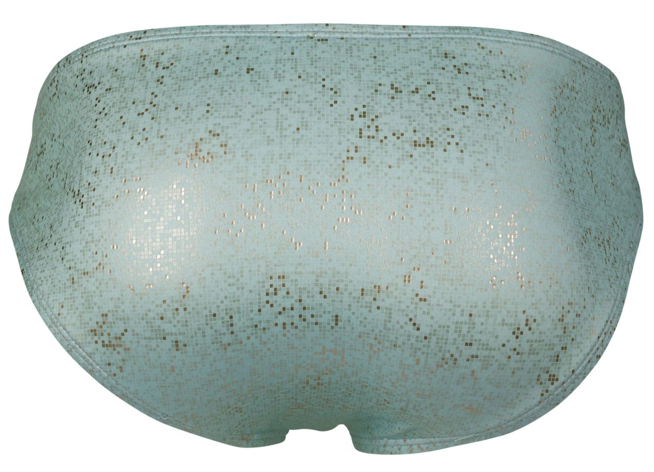 A light teal shimmering sequined bikini bottom with subtle glittery texture from clever 2039 galaxy briefs blue