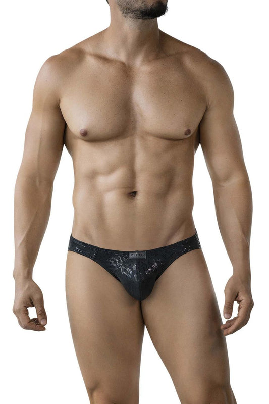 Black clever 2040 luxe briefs with lace trim subtle pattern and branded waistband label