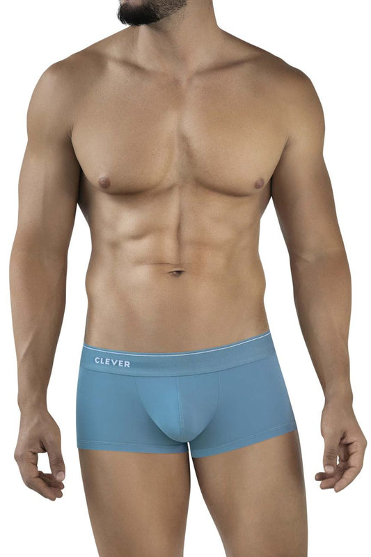 Light blue Clever 2042 Mendoza trunks for men with subtle white trim along the waistband for comfortable wear