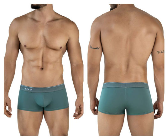 Teal clever 2042 mendoza trunks boxer briefs with white waistband and black brand name lettering in green color