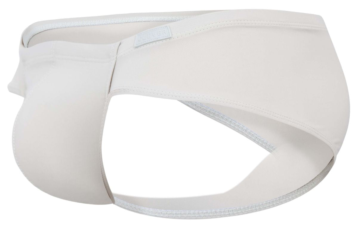 Beige clever 2043 mendoza briefs in white cotton with sleek minimalist design and subtle edge stitching