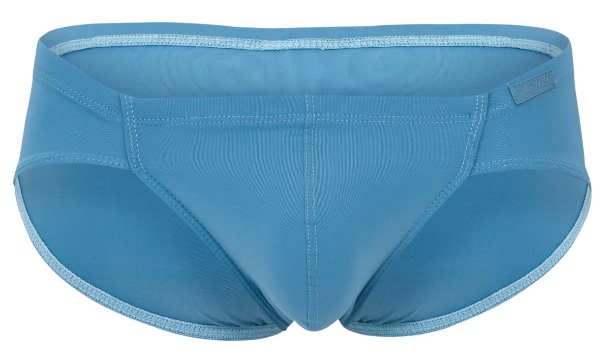 Light blue clever 2043 mendoza briefs with subtle textured fabric and matching waistband trim for swimwear use