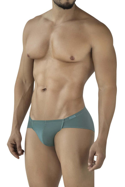 Teal-colored clever 2043 Mendoza briefs with a sleek form-fitting design and subtle stitching details for men