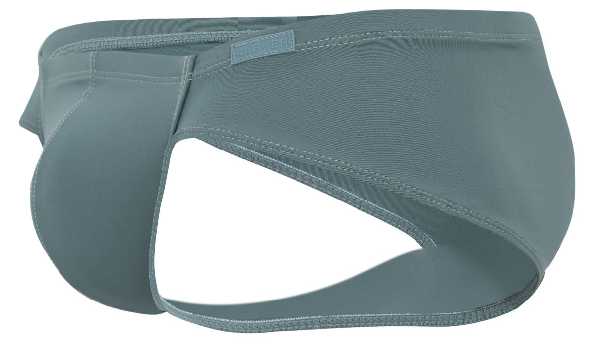 Gray sleek form-fitting men’s clever 2043 mendoza briefs with subtle brand tag on waistband in green color