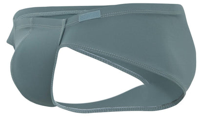Gray sleek form-fitting men’s clever 2043 mendoza briefs with subtle brand tag on waistband in green color