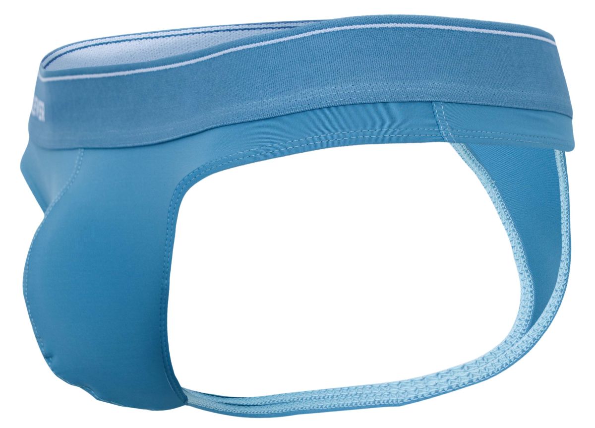 Blue clever 2044 Mendoza thongs with supportive contoured design and light blue trim along the waistband