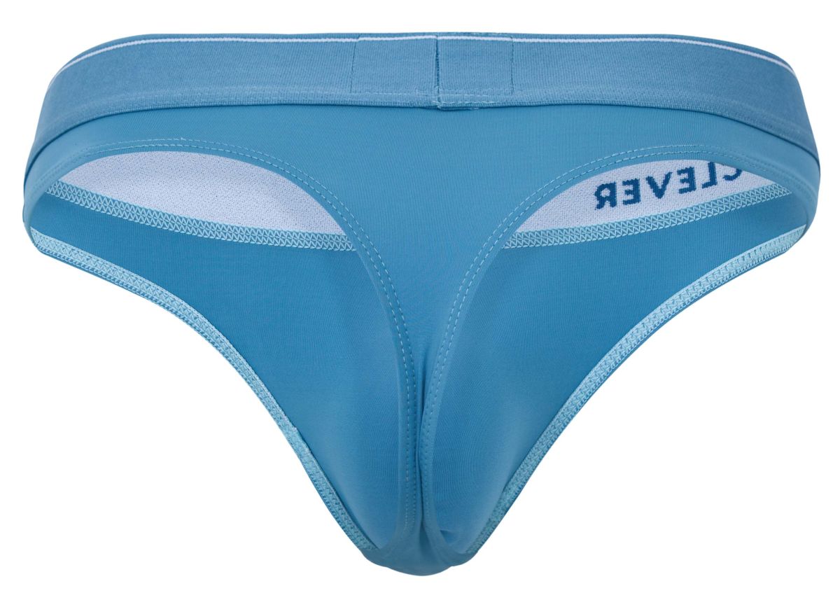 Light blue clever 2044 mendoza thong with white trim seamless design and clever branding on waistband