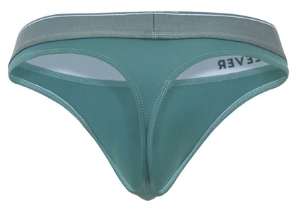 Teal clever 2044 mendoza thong with gray elastic waistband white inner lining and lever brand name on the side