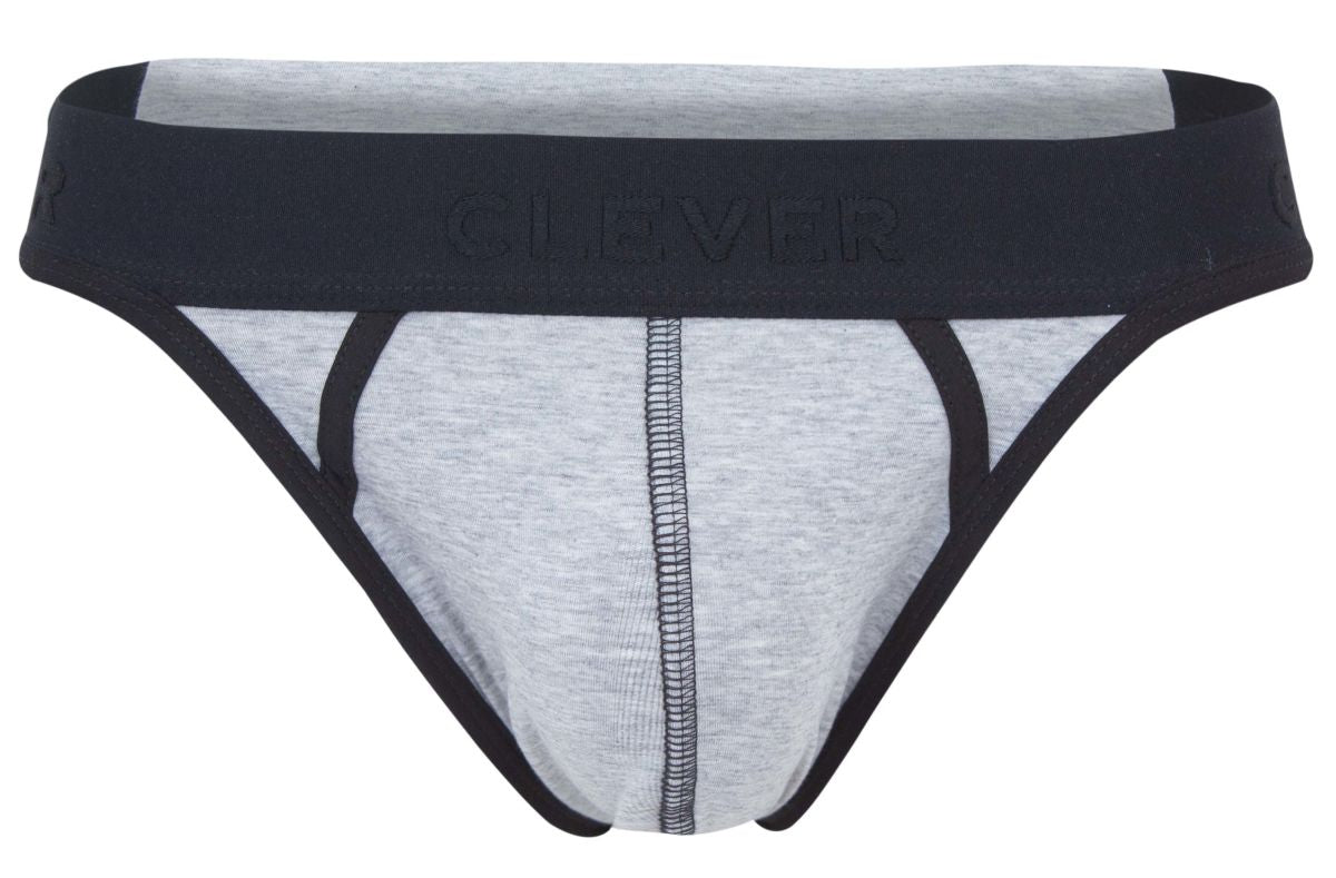 Clever 2046 Catamarca dark gray heathered briefs with black trim and waistband featuring clever brand name