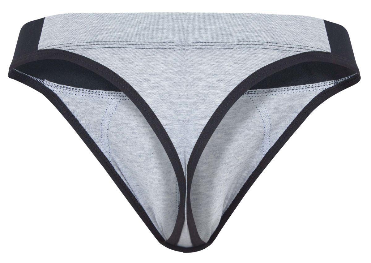 Gray and black clever 2046 catamarca thongs with heathered fabric top and solid black trim in dark gray color