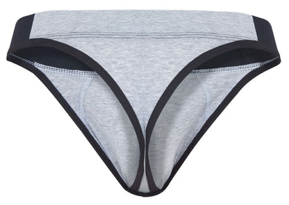 Gray and black clever 2046 catamarca thongs with heathered fabric top and solid black trim in dark gray color