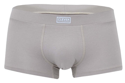Gray clever 2047 cordoba trunks men’s boxer briefs with subtle textured fabric and branded waistband label in sand color