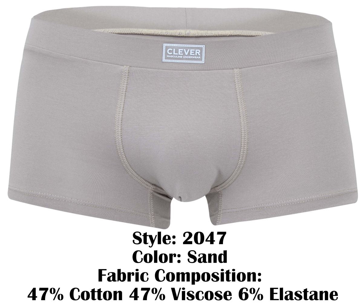 Gray sand-colored boxer briefs clever 2047 cordoba trunks made from cotton viscose and elastane blend