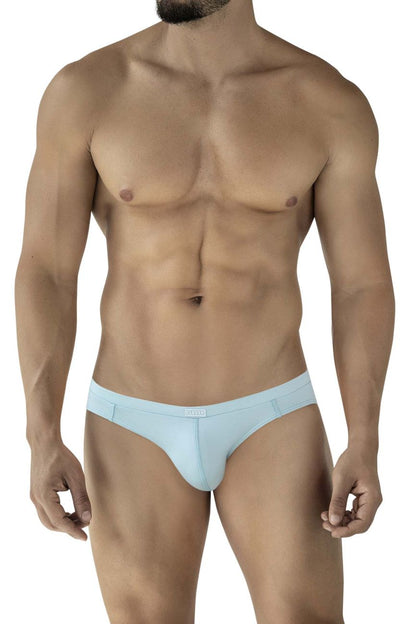 Light blue clever 2048 cordoba briefs with smooth texture and subtle brand logo on waistband for men