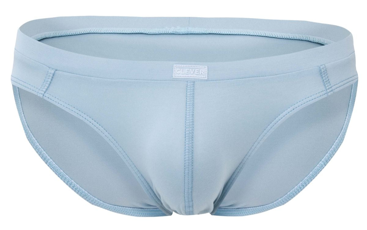 Light blue clever 2048 cordoba briefs with seamless design and subtle textured finish embroidered on waistband