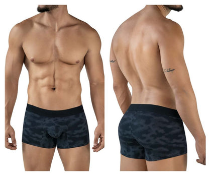 Black camouflage patterned men’s boxer briefs clever 2052 militar trunks with solid black waistband