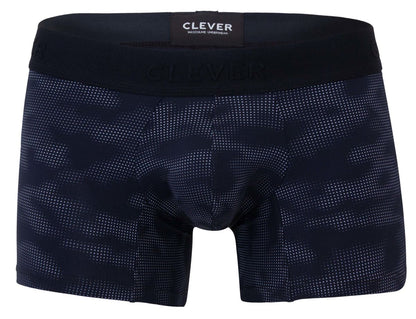 Black clever 2052 militar trunks men’s boxer briefs with subtle navy blue dot camouflage pattern