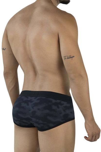 Clever 2053 Militar briefs in black black and gray camouflage pattern with snug athletic fit for active wear